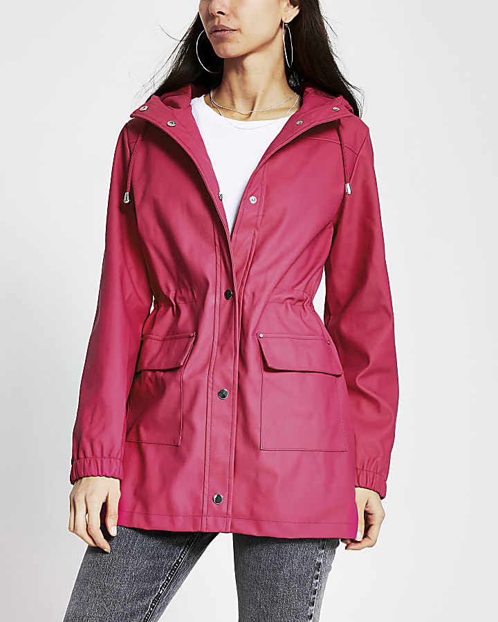 Pink waisted rainmac jacket