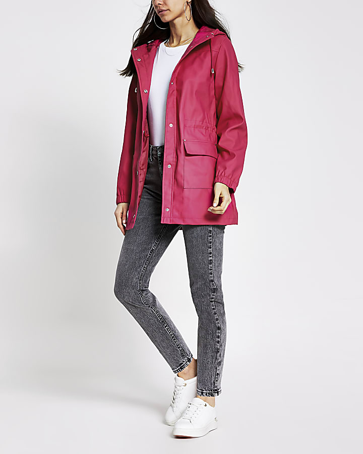 Pink waisted rainmac jacket