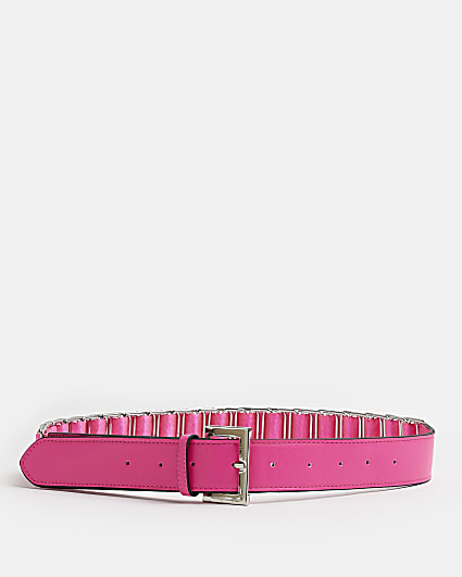Pink webbing buckle belt