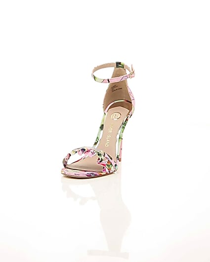 360 degree animation of product Pink wide fit floral barely there sandals frame-2