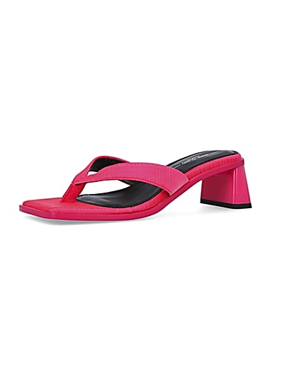 360 degree animation of product Pink wide fit heeled mules frame-1