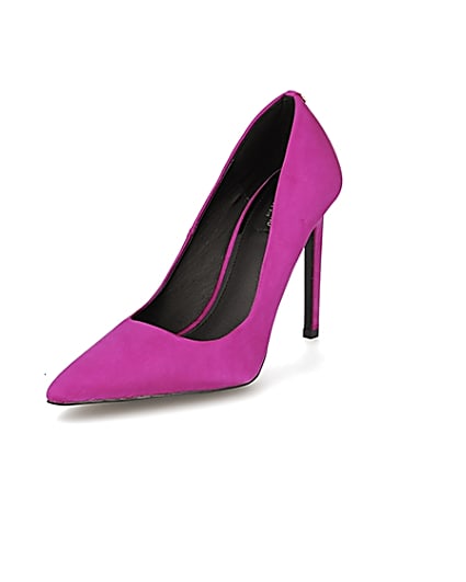 360 degree animation of product Pink wide fit high heeled court shoes frame-0