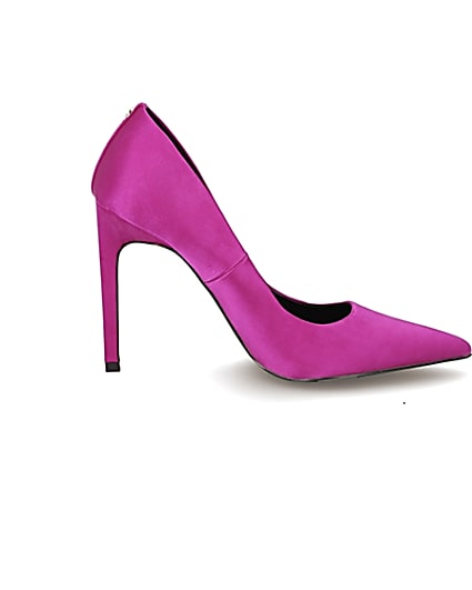 360 degree animation of product Pink wide fit high heeled court shoes frame-15