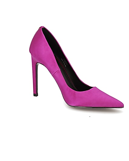 360 degree animation of product Pink wide fit high heeled court shoes frame-17