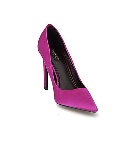 360 degree animation of product Pink wide fit high heeled court shoes frame-19