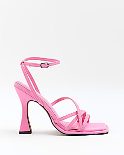 Pink wide fit strappy heeled sandals