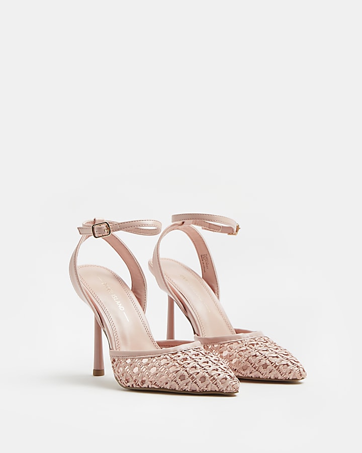 Pink woven court shoes