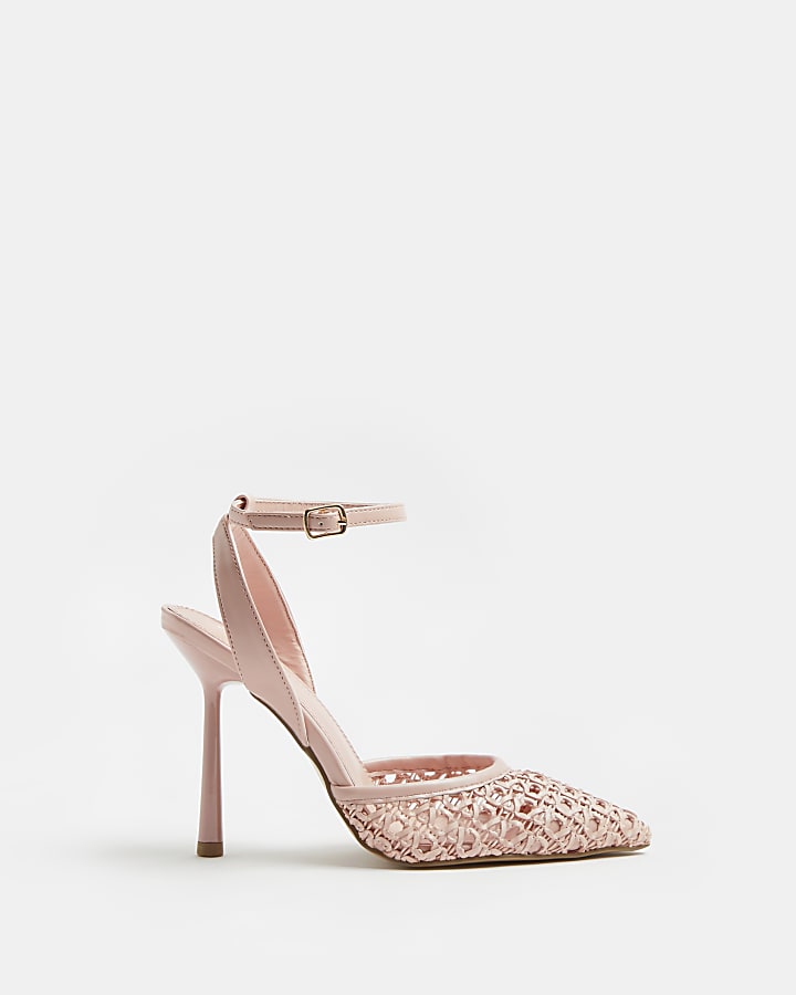 Pink woven court shoes