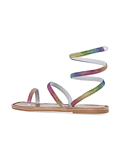 360 degree animation of product Pink Wrap around Flat Sandals frame-5