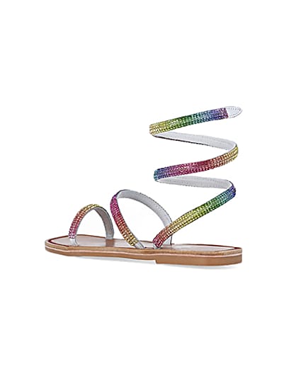 360 degree animation of product Pink Wrap around Flat Sandals frame-6