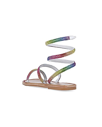 360 degree animation of product Pink Wrap around Flat Sandals frame-7