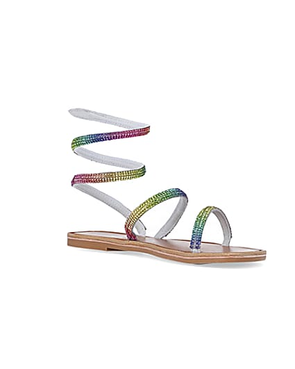 360 degree animation of product Pink Wrap around Flat Sandals frame-18