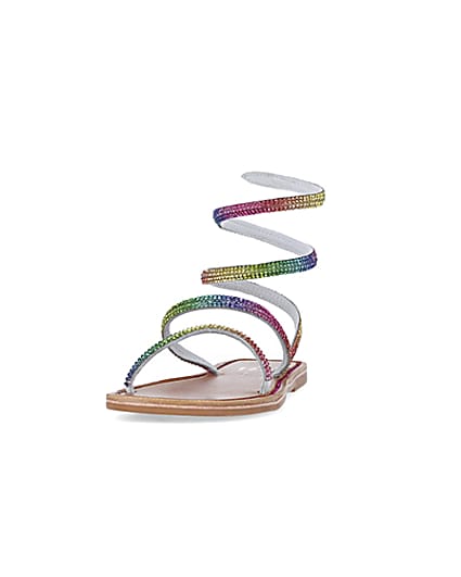 360 degree animation of product Pink Wrap around Flat Sandals frame-22