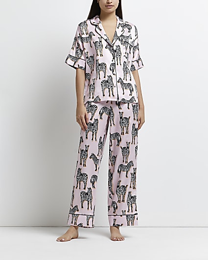 Pink zebra print pyjama set