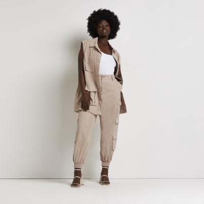 beige cargo trousers womens