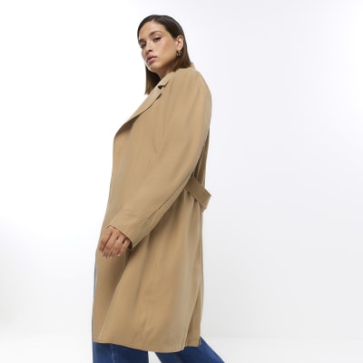 Plus Beige Longline Trench Coat River Island