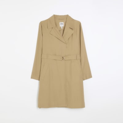 Plus Beige Longline Trench Coat River Island