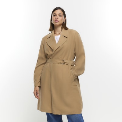 Plus beige longline trench coat