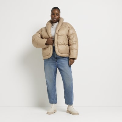 Plus beige puffer coat River Island