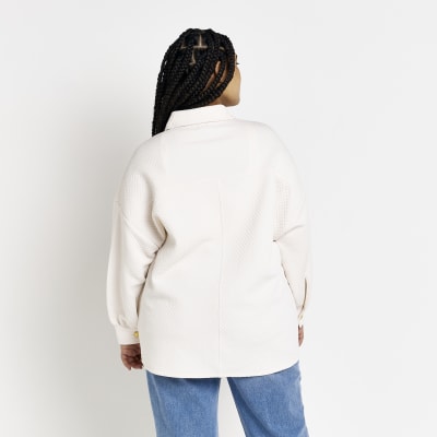 Plus beige quilted shacket