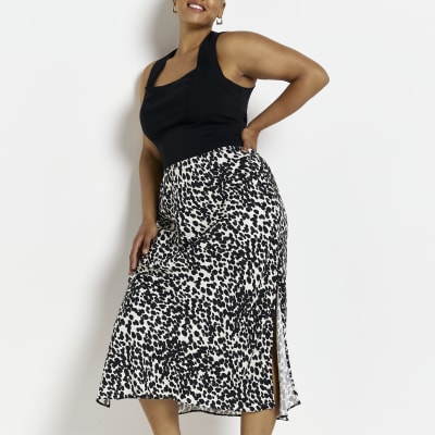 Plus black animal print midi skirt | River Island