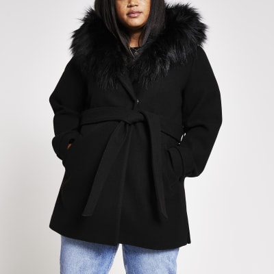 black faux fur coat pretty little thing