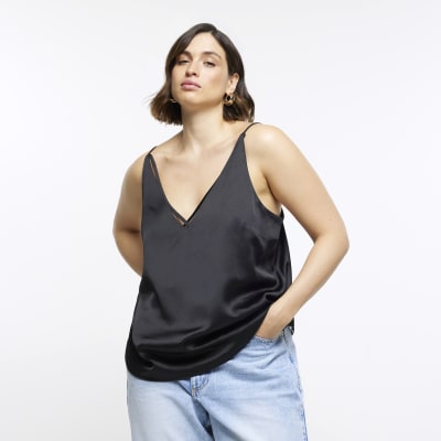 Plus black cami top River Island