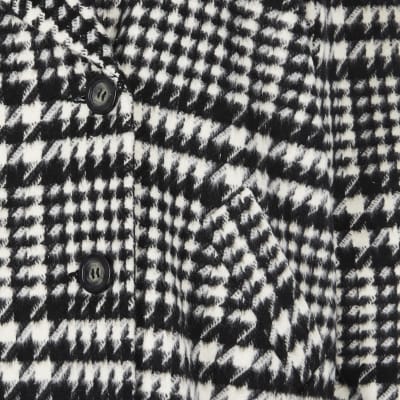 Plus Black check print longline coat