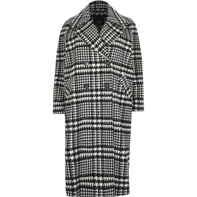 river island black and white coat