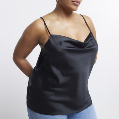 Plus Black Cowl Neck Cami Top River Island