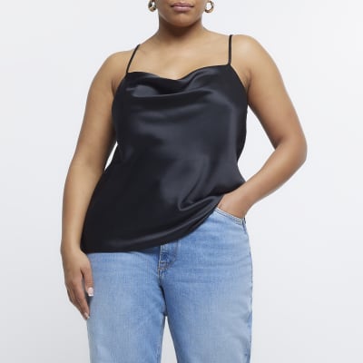 Plus Black Cowl Neck Cami Top River Island