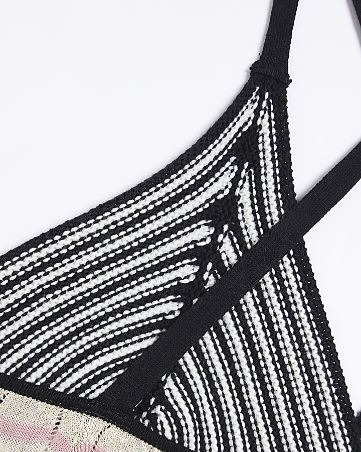 Plus black crochet chevron stripe midi dress