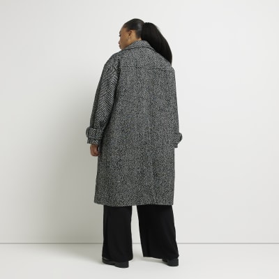 Plus black double breasted longline coat