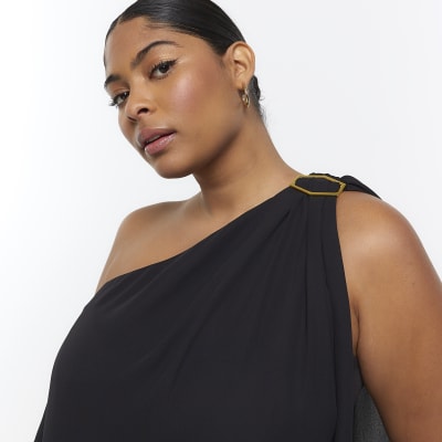 Plus black drape jumpsuit River Island