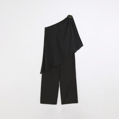 Plus black drape jumpsuit River Island