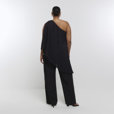 Plus black drape jumpsuit River Island