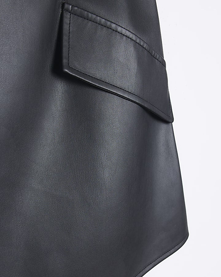 Plus black faux leather mini skirt