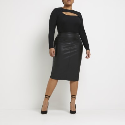 River island leather pencil on sale skirt