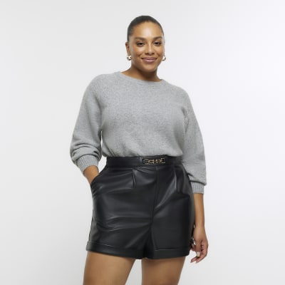 river island leather shorts