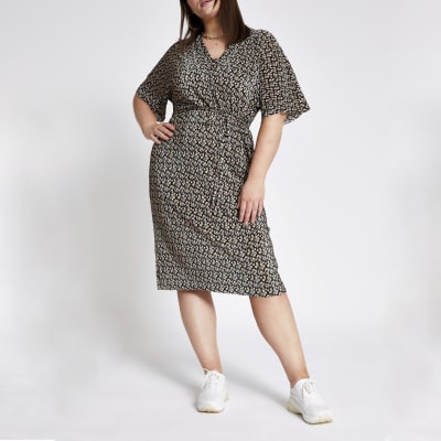 river island black plisse dress