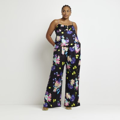 floral wide leg pants