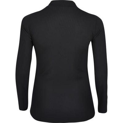 Plus black gold button long sleeve top