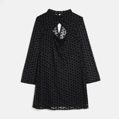 Plus black heart cut out mini shift dress