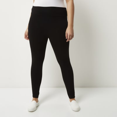 Plus black high rise leggings | River Island