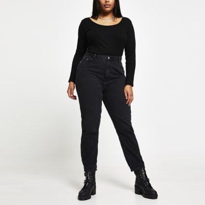 Plus black high rise Mom jeans