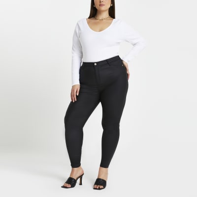 Plus black high rise skinny jeans