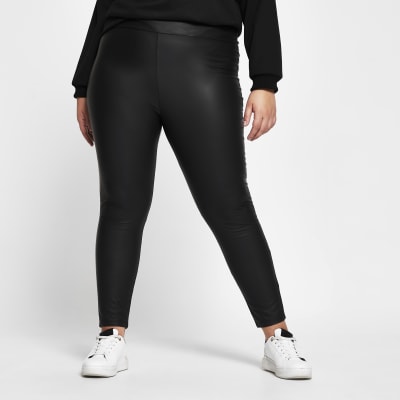 River Island shiny coated leggings in black