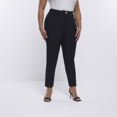 River Island Petite split front cigarette trouser in black