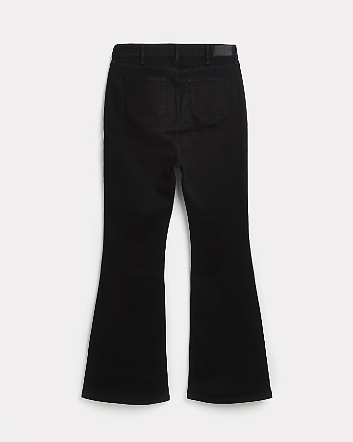 Plus black high waisted flared jeans