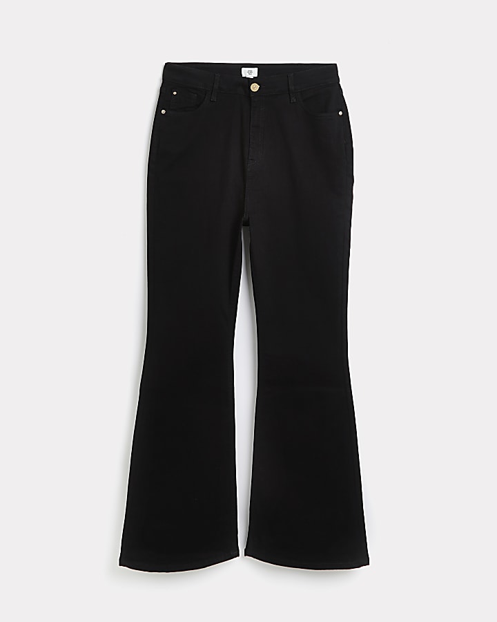 Plus black high waisted flared jeans
